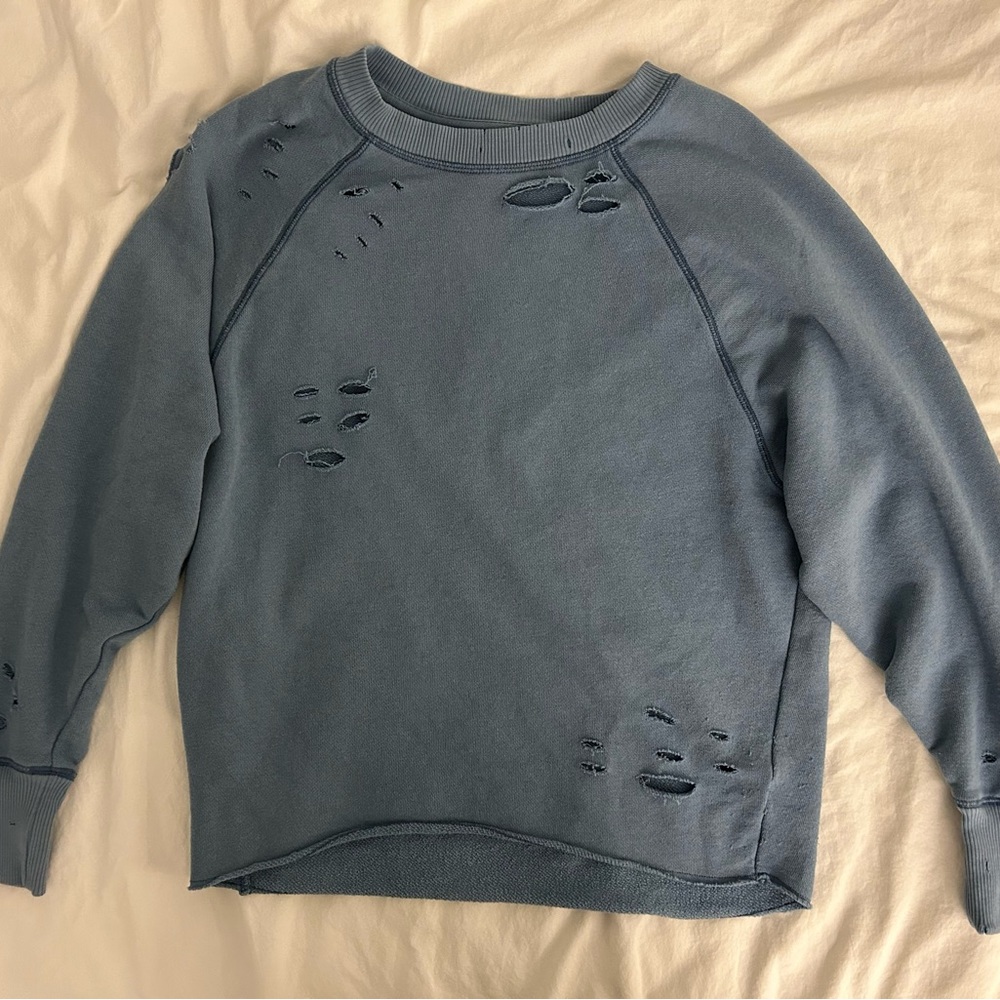 Aerie distressed blue sweatshirt